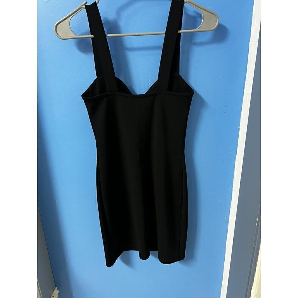 ZARA Black Sleeveless Bodycon Mini Dress With Square Neckline & Wide Straps, SM - Picture 4 of 6